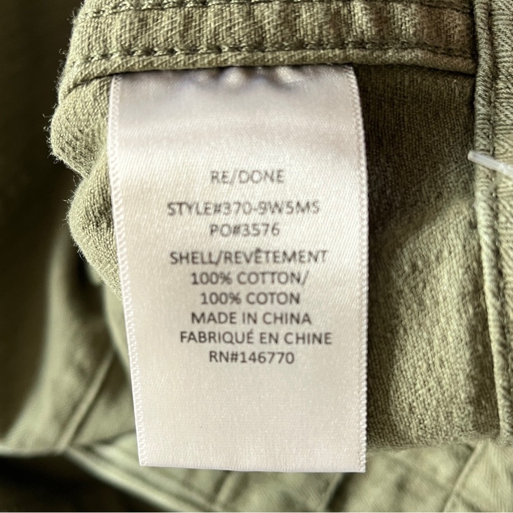 Re/Done NEW military shorts womens 27 olive army green button fly hi rise pocket - Picture 9 of 10